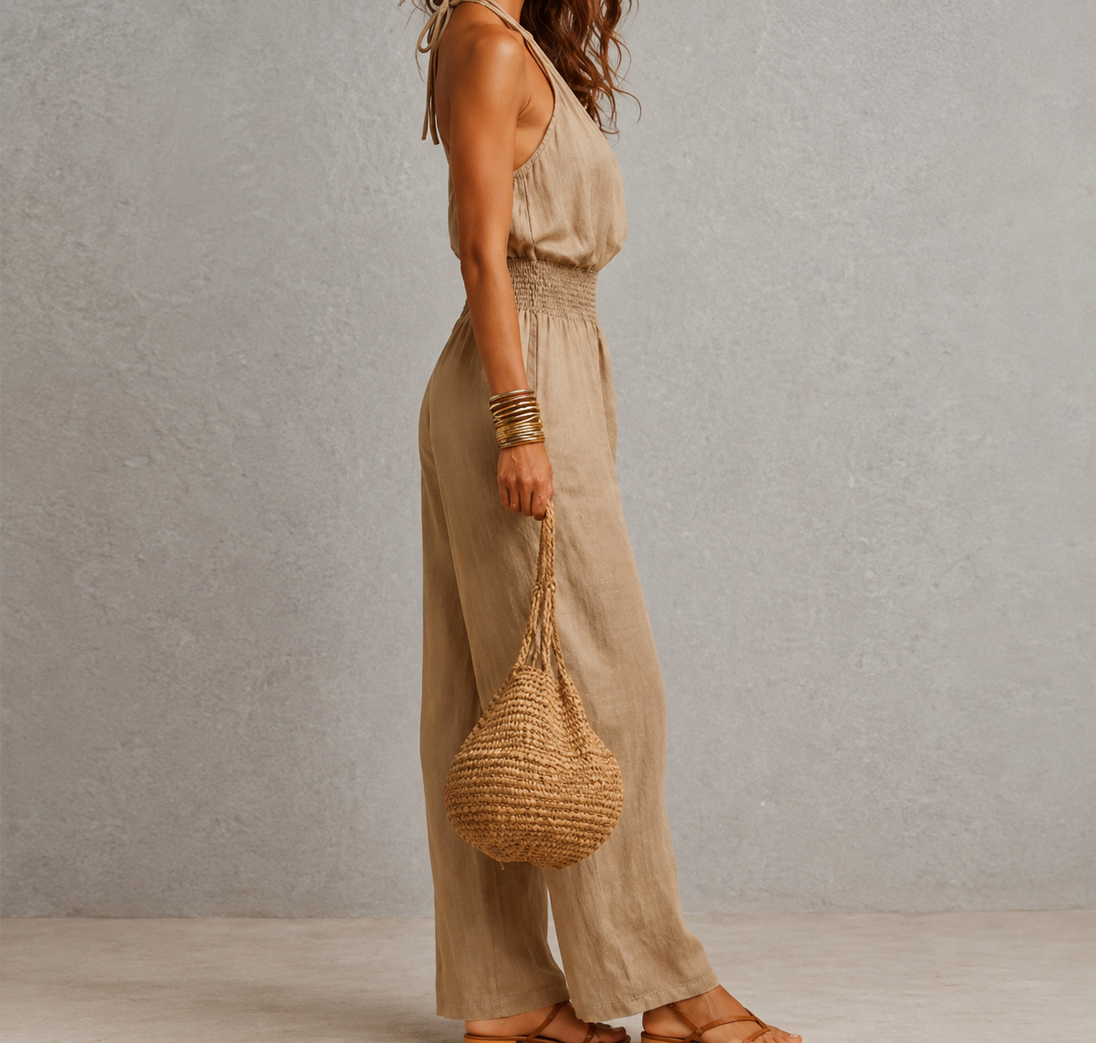 Gaia | Halter Neck Jumpsuit with Defined Waist