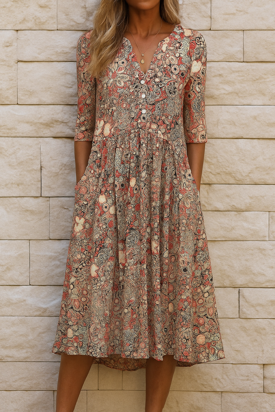 LIORA LUXE V-NECK DRESS