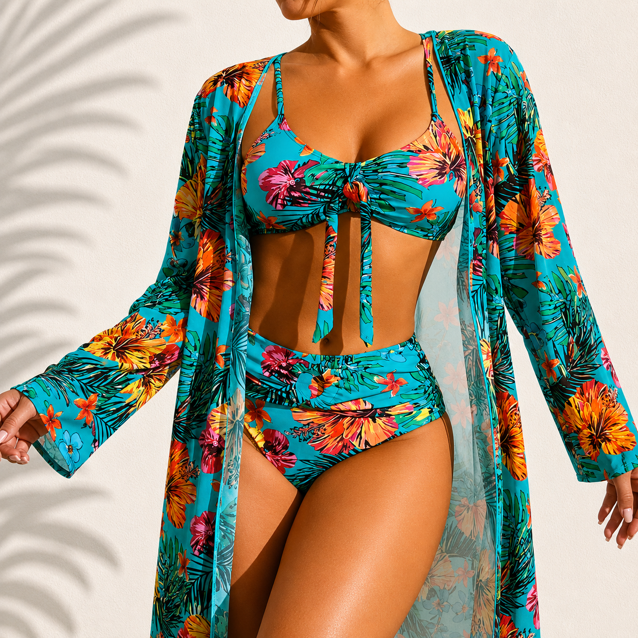 Marie | Tropical three-piece bikini