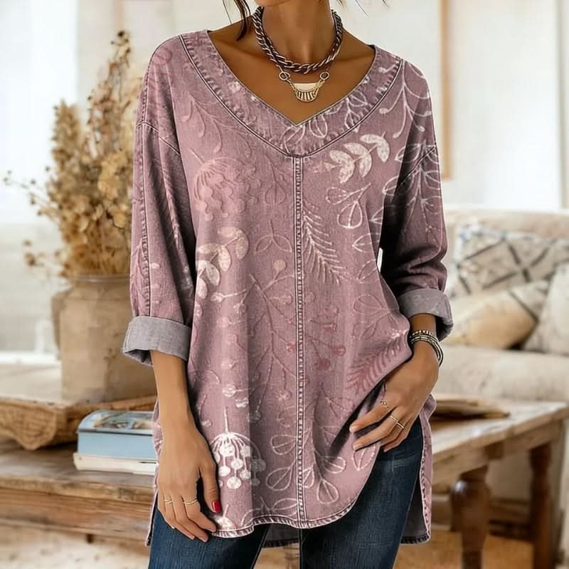 ELVERA LEAF PRINT BLOUSE