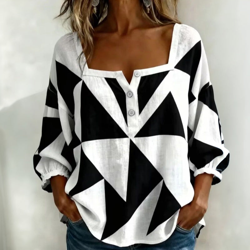 Casual Geometric Print Blouse