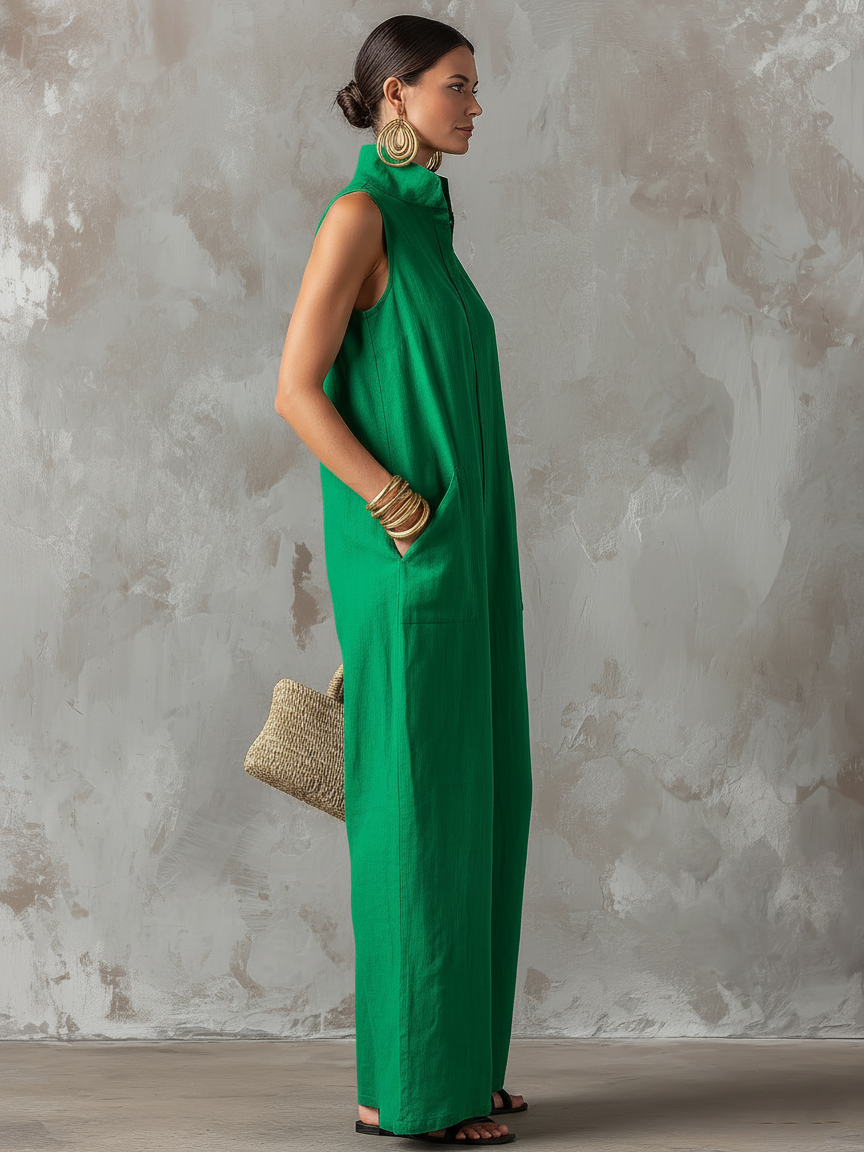 Claire | Minimalist Wide-Leg Linen Jumpsuit