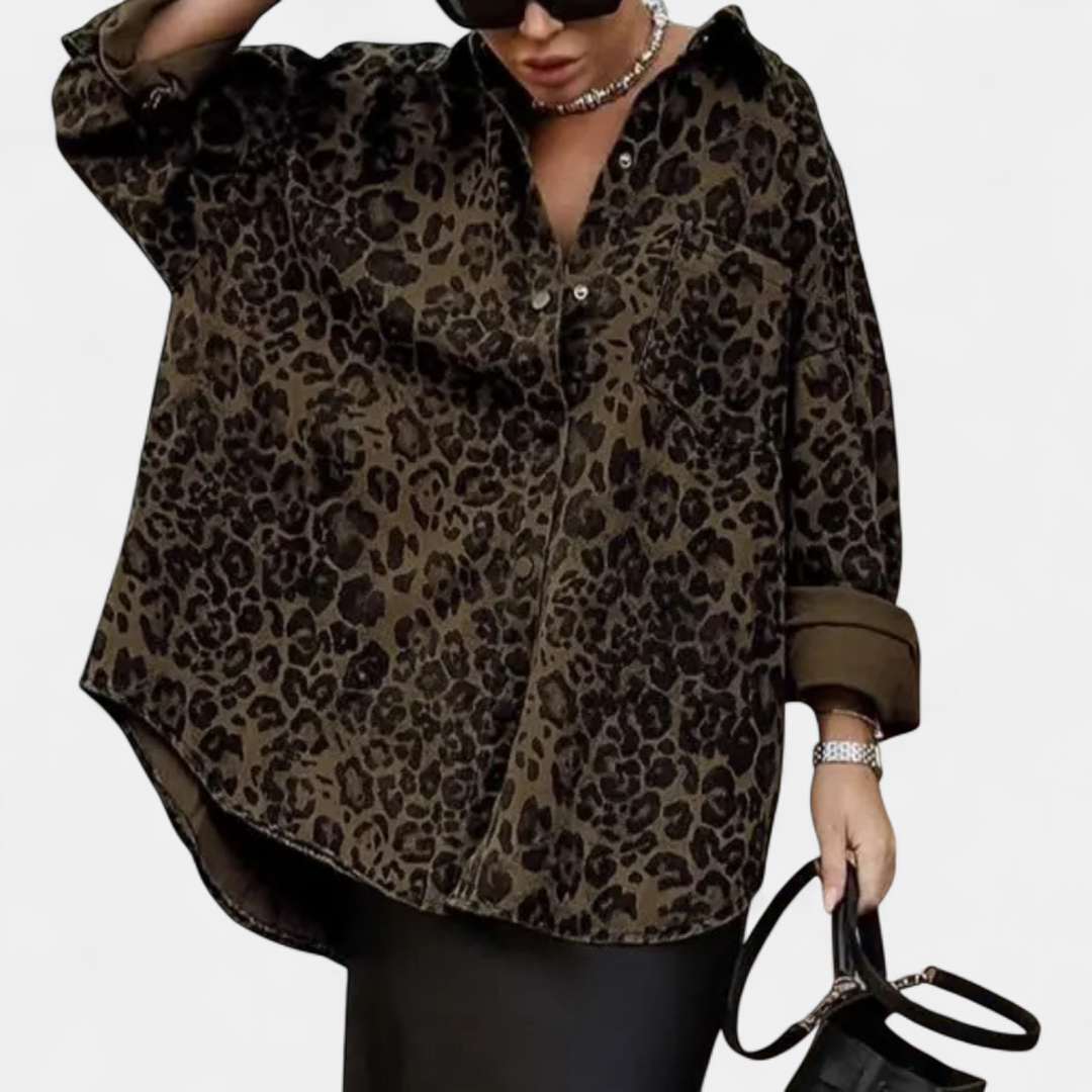 LEONORA™ – Vintage Leopard Print Blouse