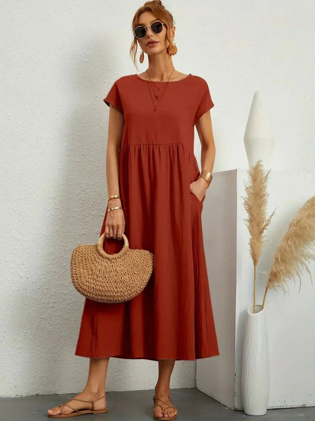 AVA LUXE FLUID MIDI DRESS