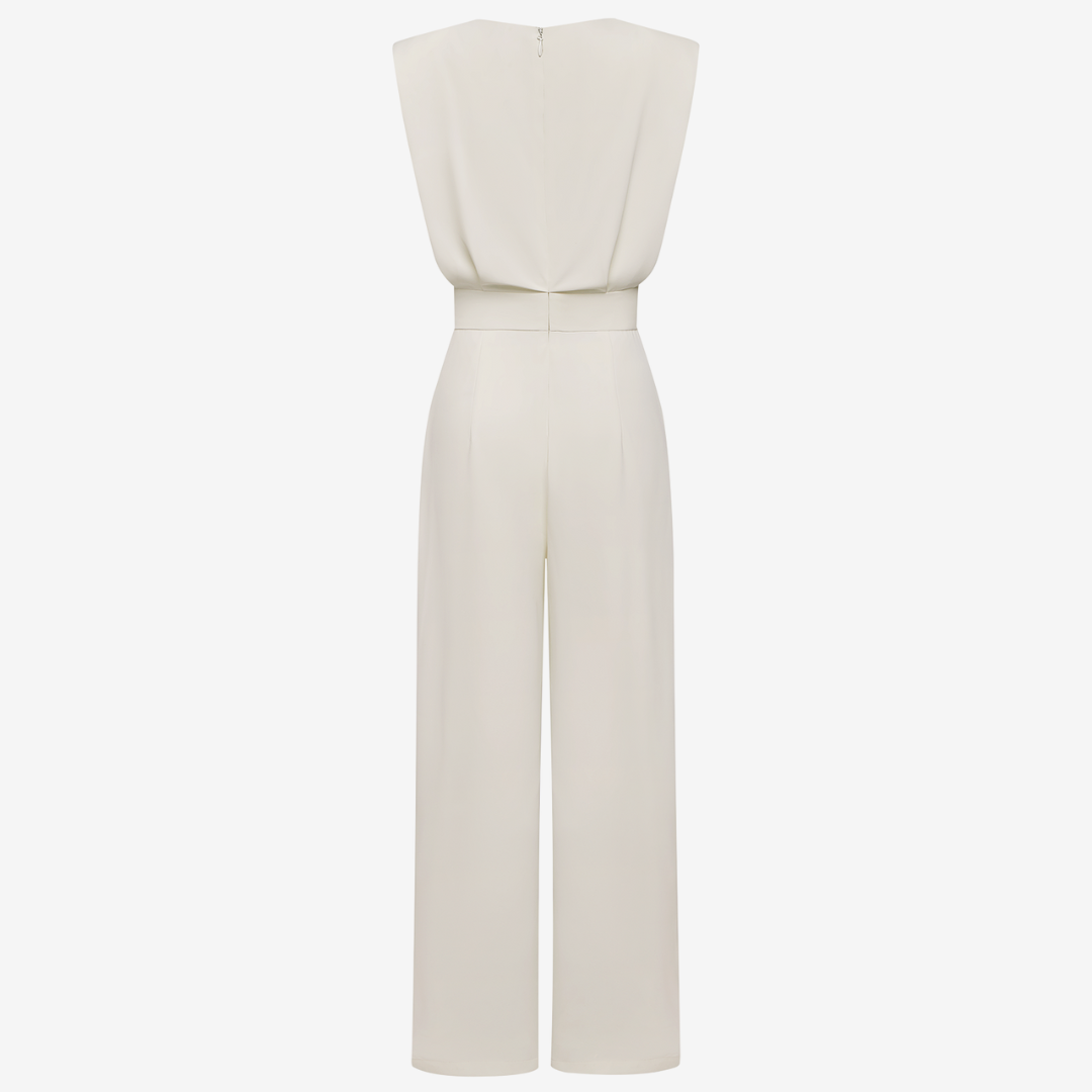 Evie | Structured Shoulder Wide-Leg Jumpsuit