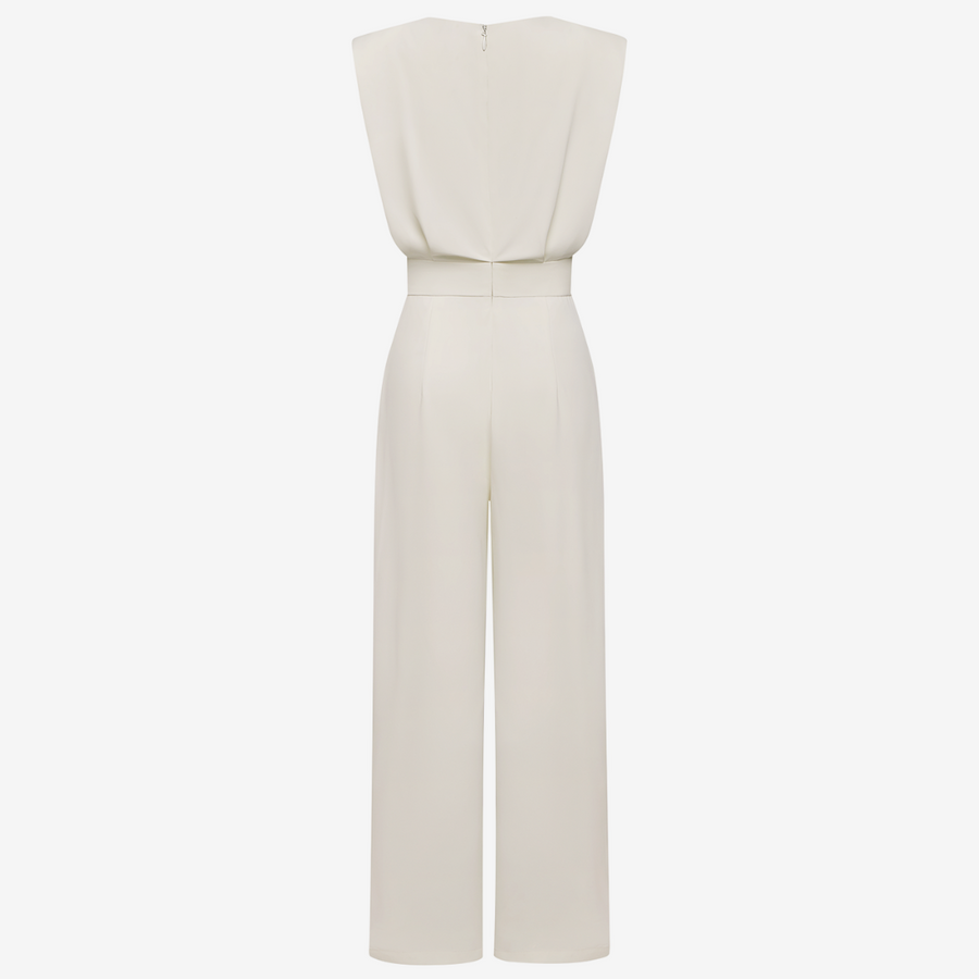 Evie | Structured Shoulder Wide-Leg Jumpsuit