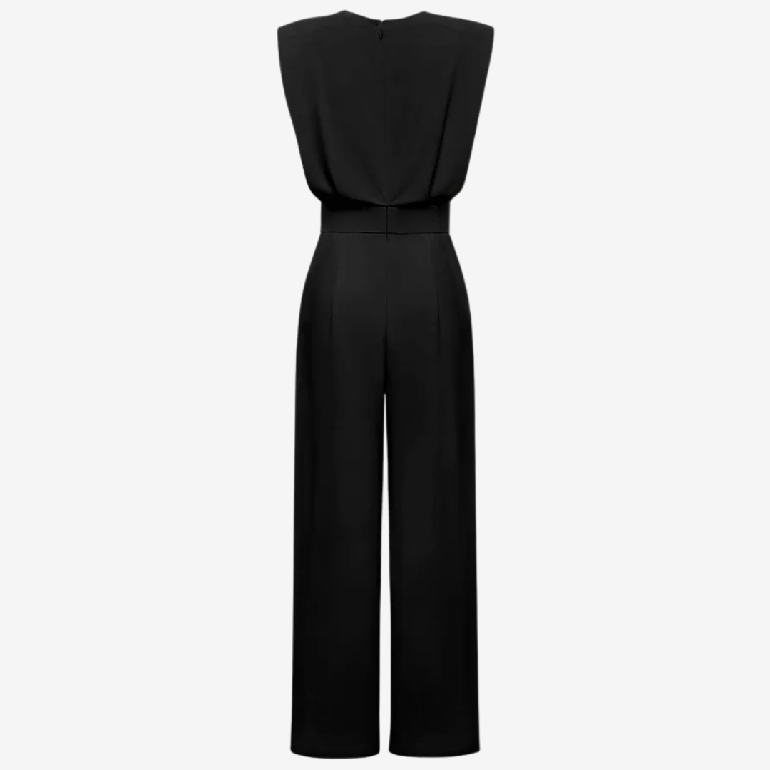 Evie | Structured Shoulder Wide-Leg Jumpsuit