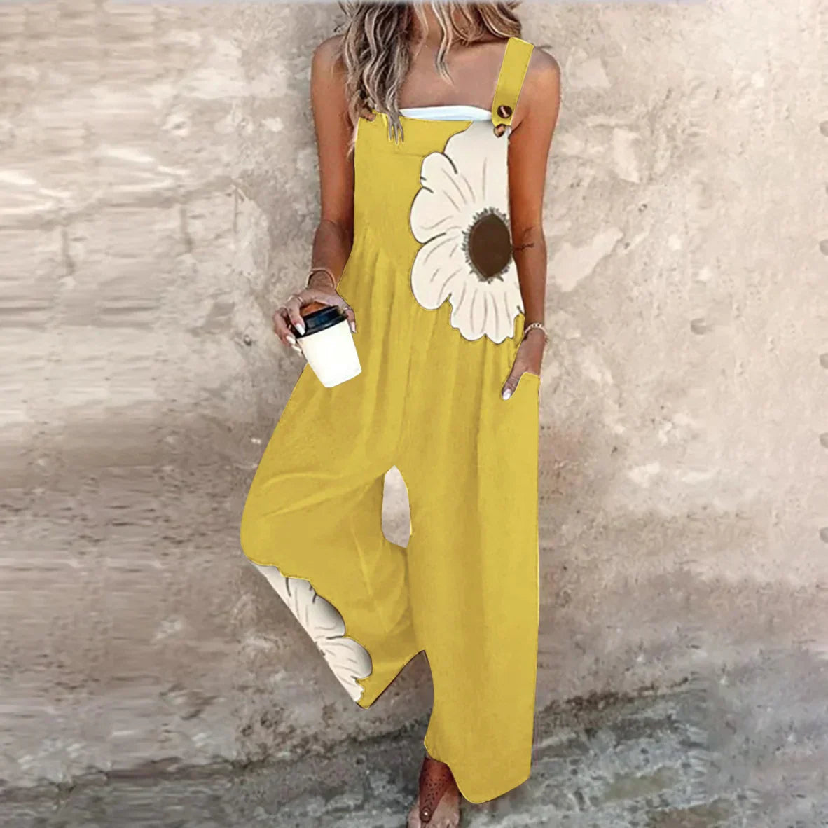 Moreau | Graphic Floral Dungaree Jumpsuit