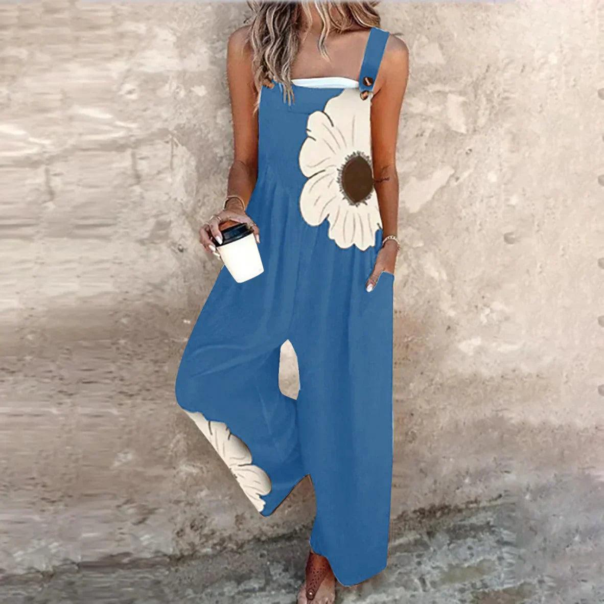Moreau | Graphic Floral Dungaree Jumpsuit