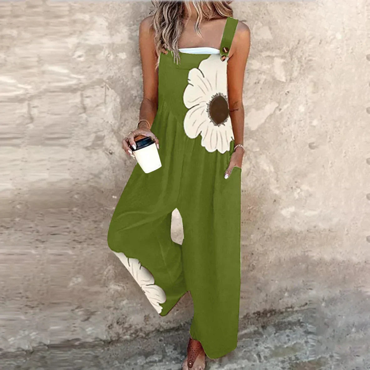 Moreau | Graphic Floral Dungaree Jumpsuit
