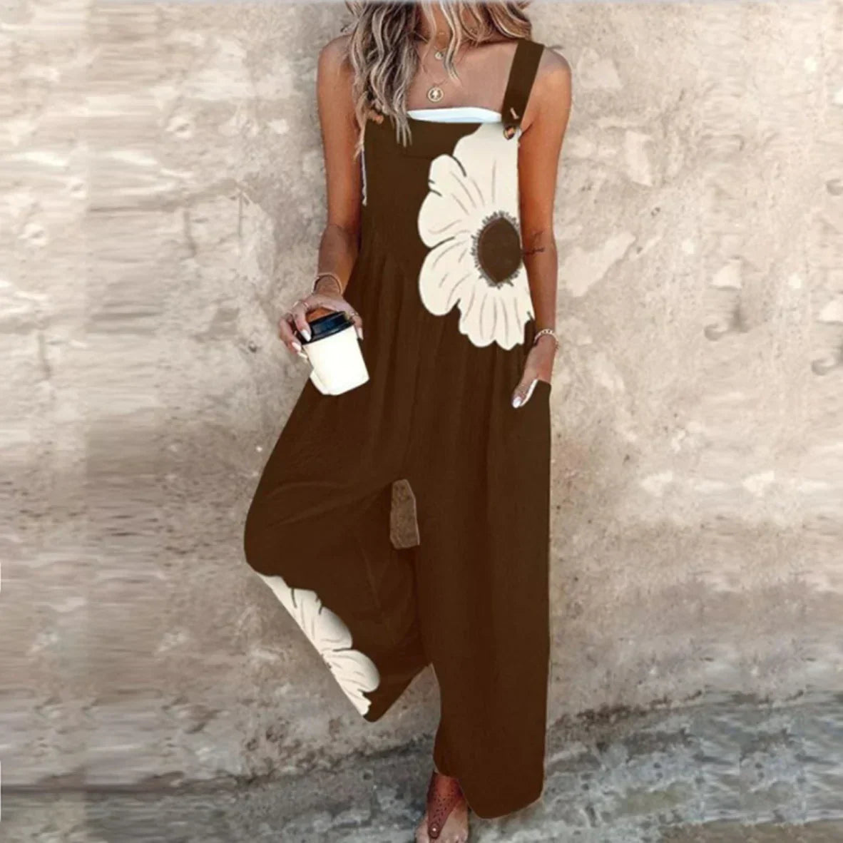 Moreau | Graphic Floral Dungaree Jumpsuit