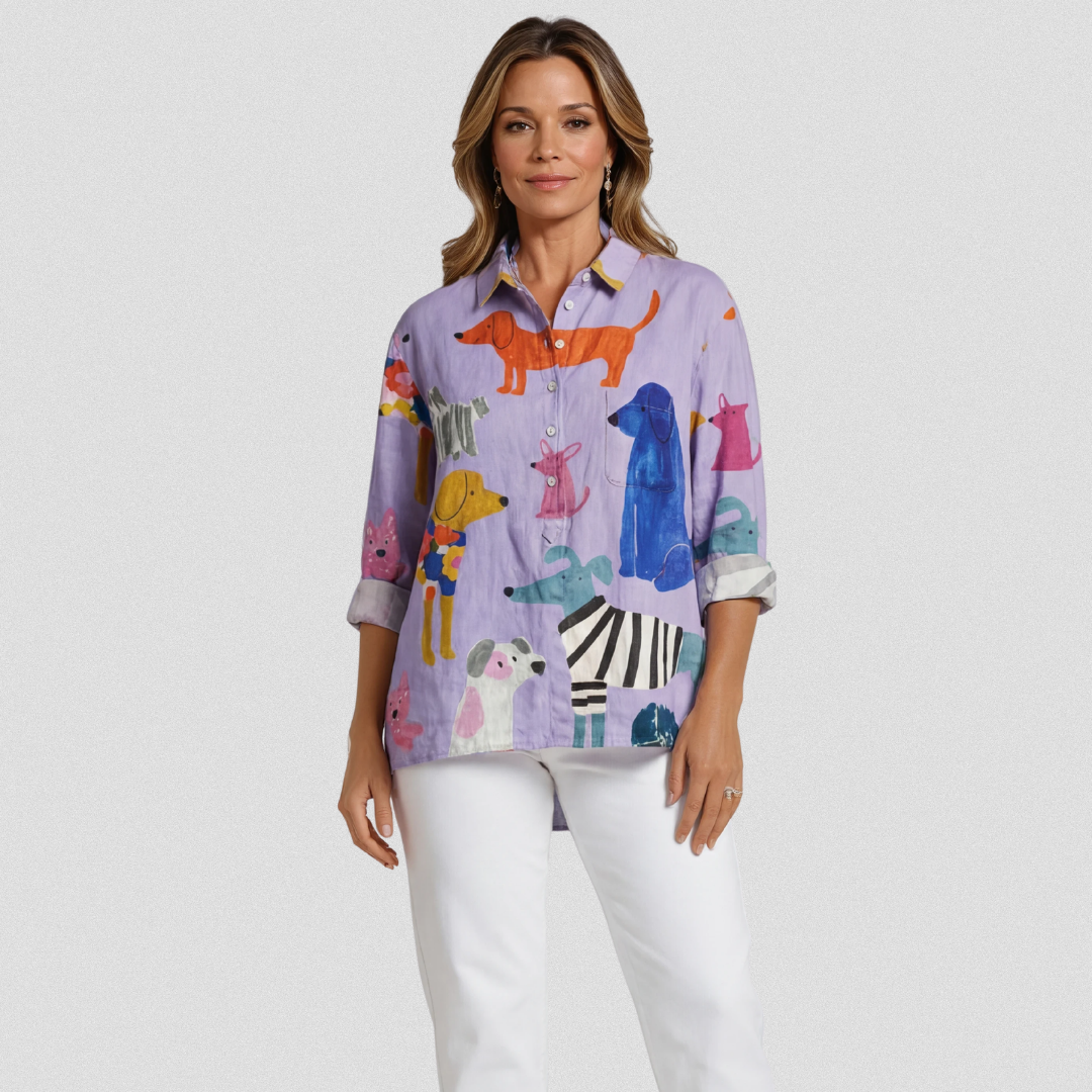 POPPY DOG PRINT BLOUSE