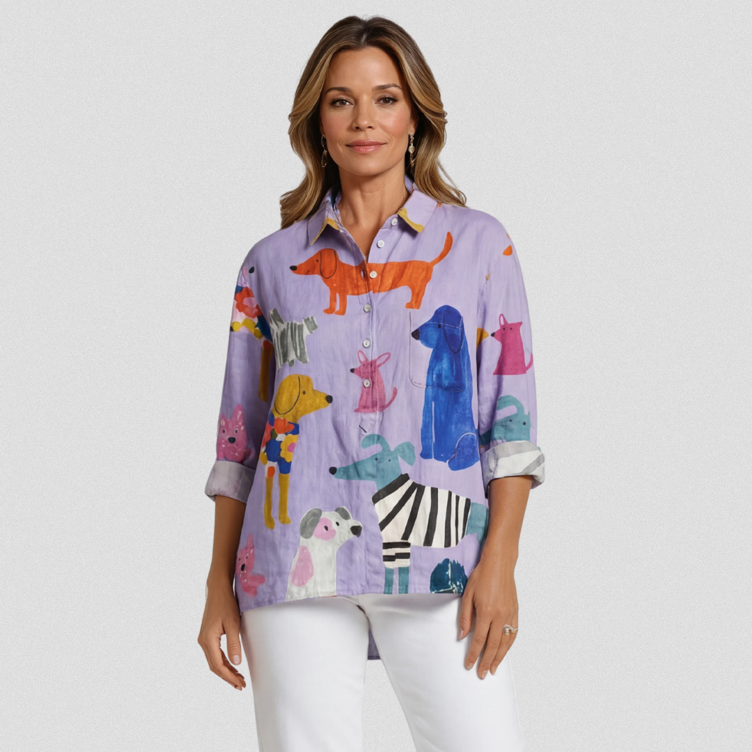 POPPY DOG PRINT BLOUSE
