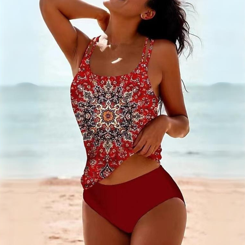 Zara | Boho Print High-Waist Tankini Set