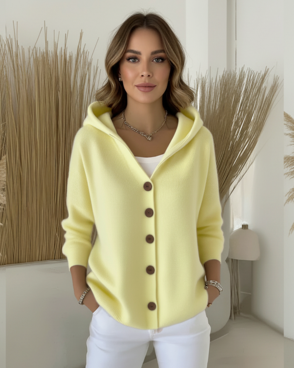 Eulla | Women's Cable Knit Button-Front Hoodie