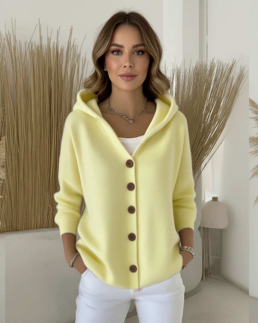 Eulla | Women's Cable Knit Button-Front Hoodie