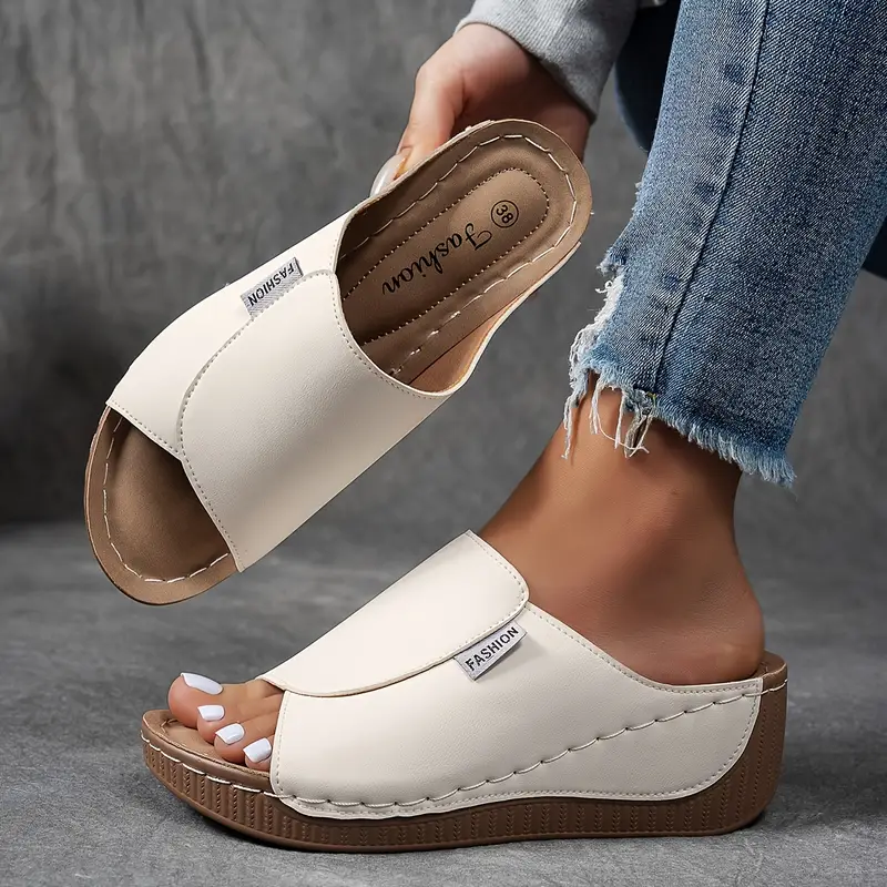 Slip-On Wedge Sandals with Open Toe for Women