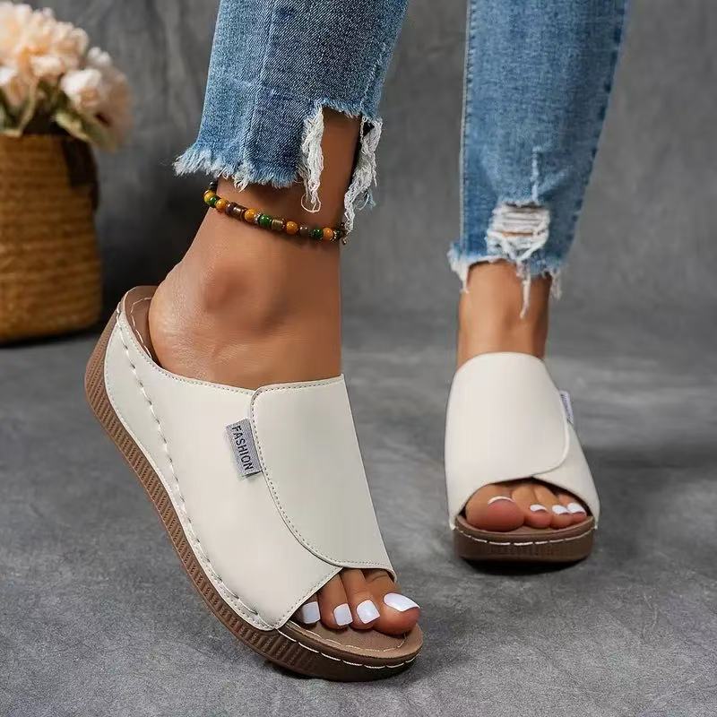 Slip-On Wedge Sandals with Open Toe for Women