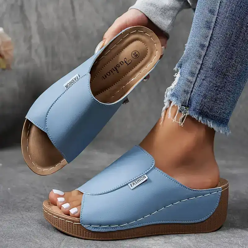 Slip-On Wedge Sandals with Open Toe for Women