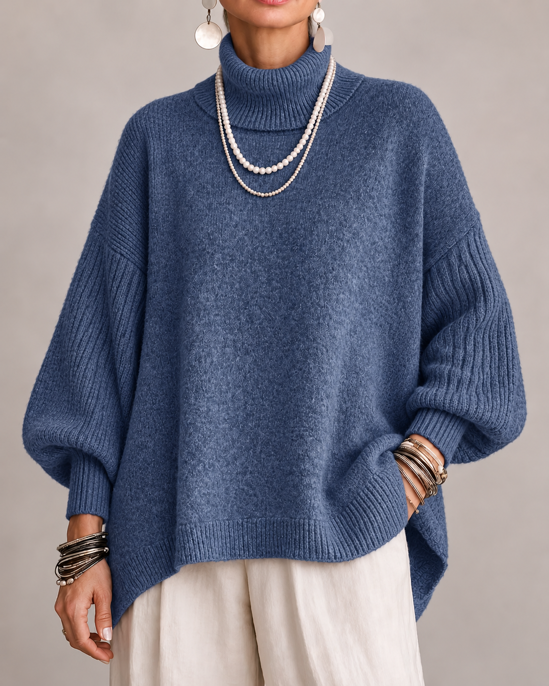 OTTOLINE | Oversized Roll-Neck Knitted Jumper