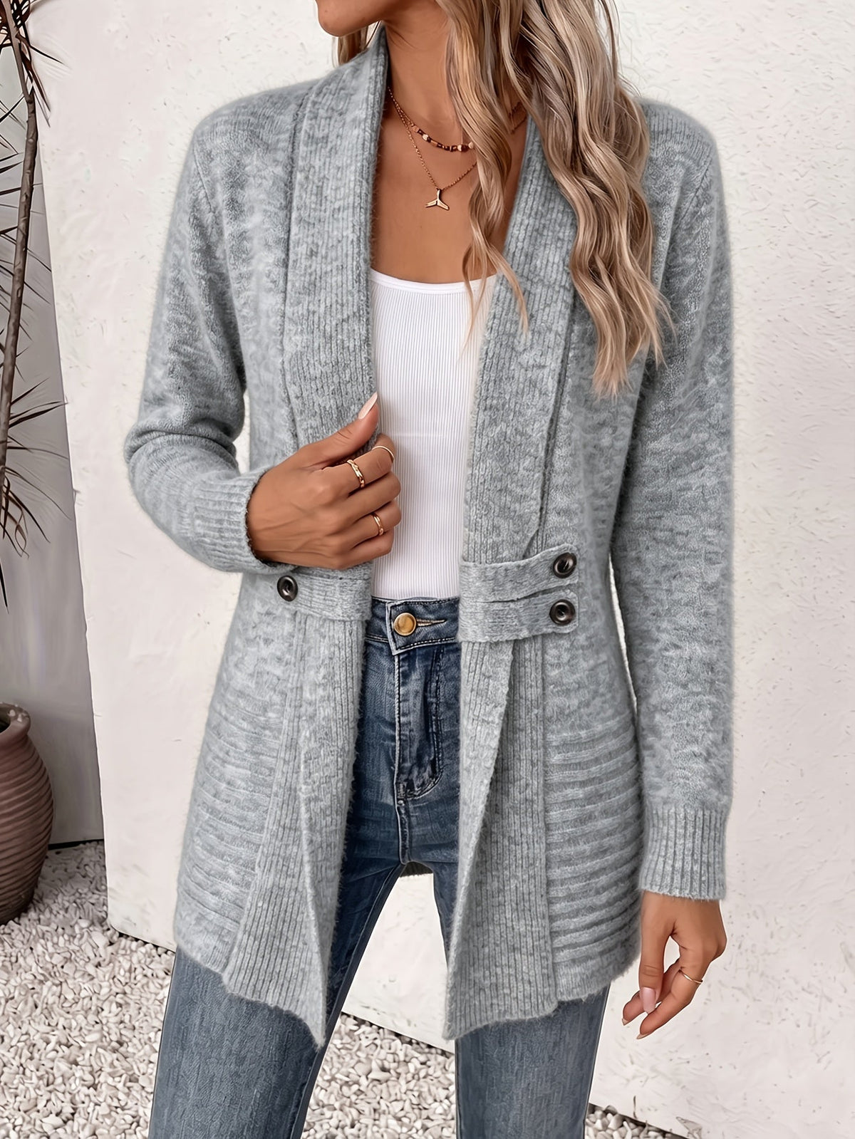 Yara | Elegant Women's Cardigan - Open Front & Cinched Waist