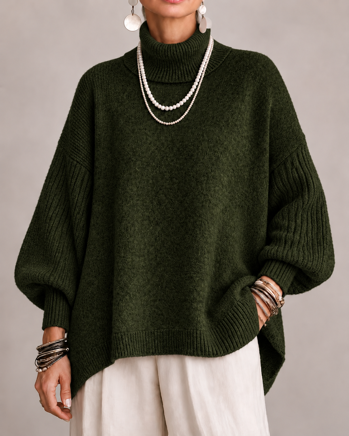 OTTOLINE | Oversized Roll-Neck Knitted Jumper