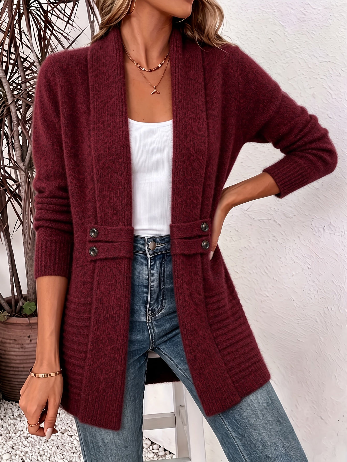 Lisa | Elegant Women's Cardigan - Open Front & Cinched Waist