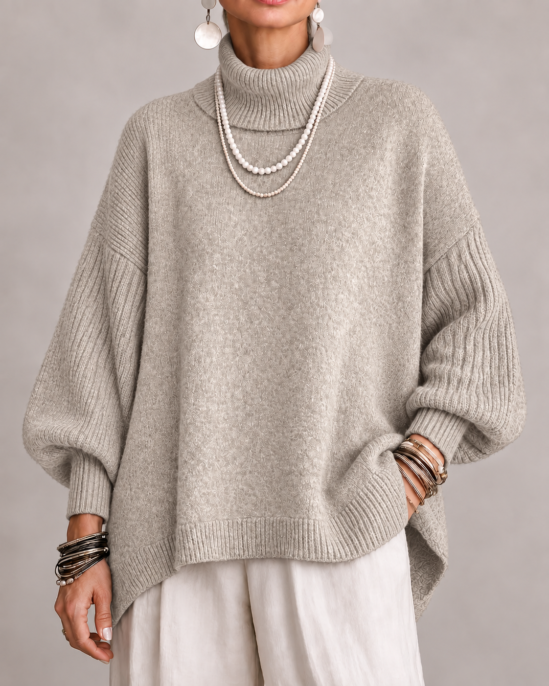 OTTOLINE | Oversized Roll-Neck Knitted Jumper