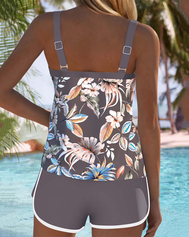 Imke | Printed Sleeveless U Tankini