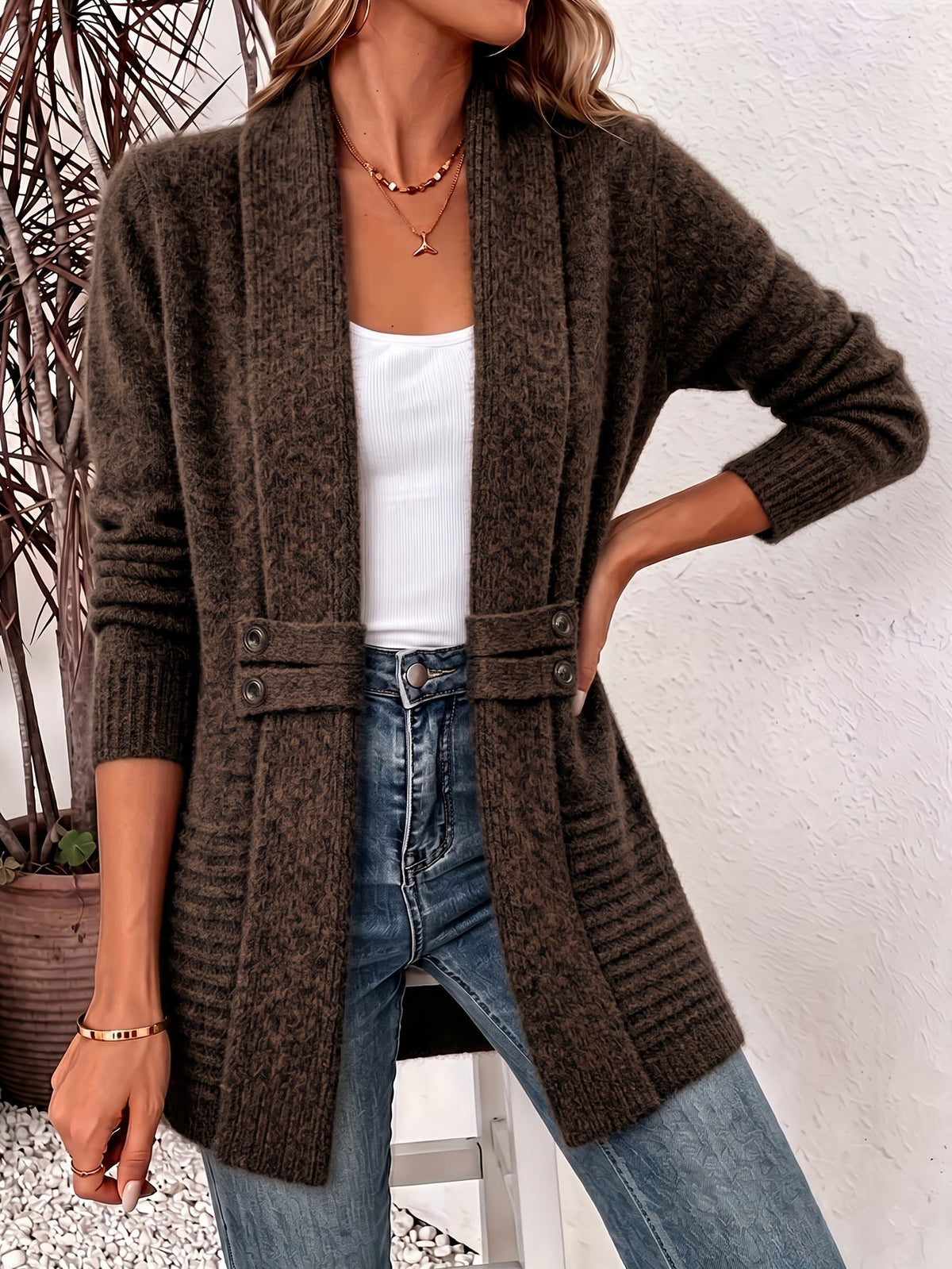 Lisa | Elegant Women's Cardigan - Open Front & Cinched Waist