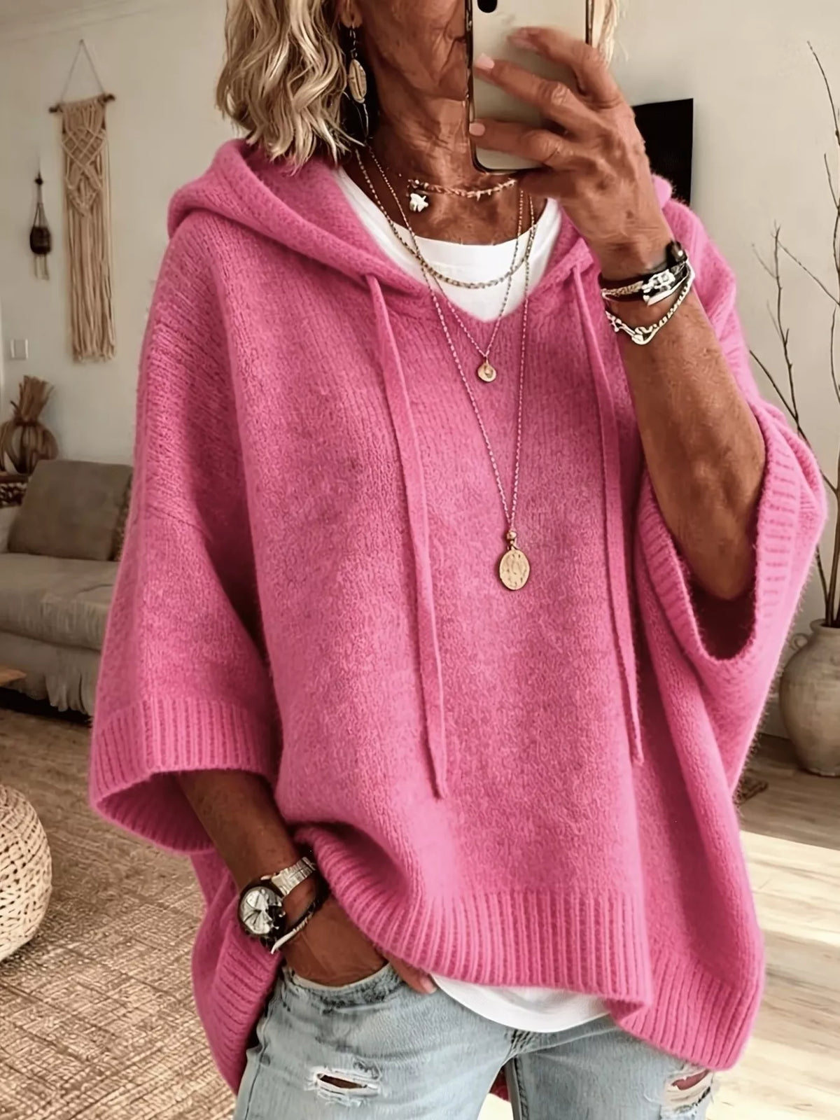 Lily | Casual Hooded Batwing Sleeve Knitted Jumper