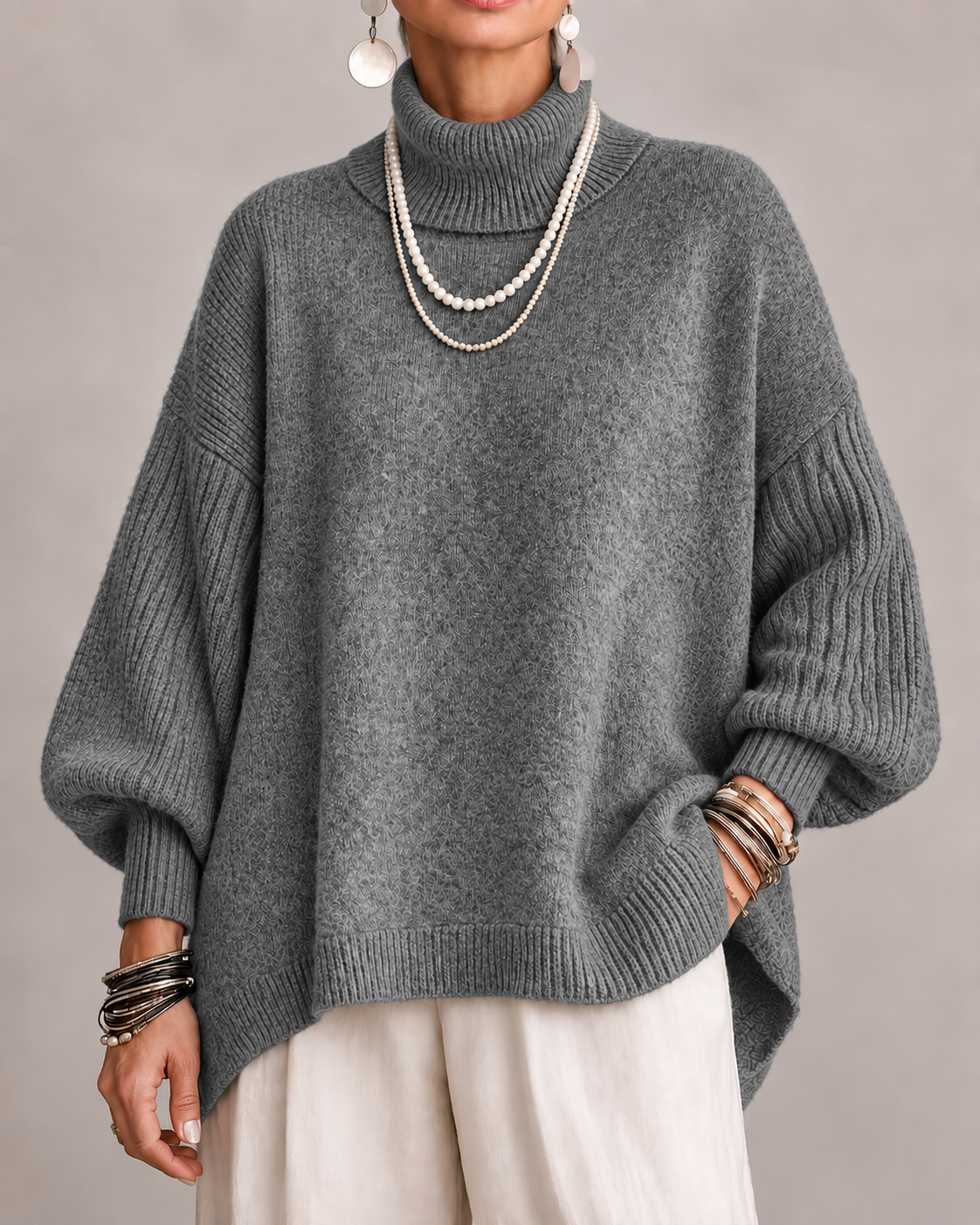 OTTOLINE | Oversized Roll-Neck Knitted Jumper