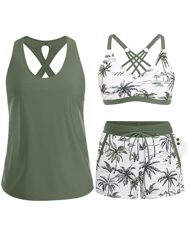 Maren | Three-Piece Tankini Bikini & Cover-Up Set