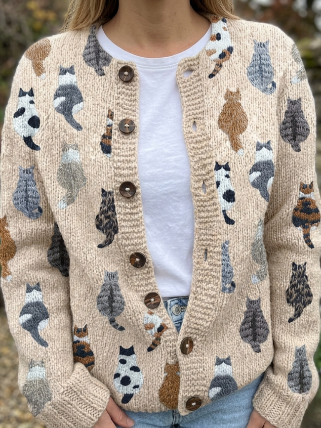 The Feline Motif Knit Cardigan