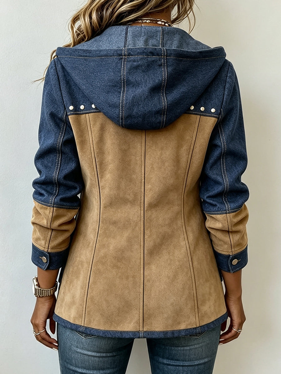 Kaylee | Patchwork-Style Hooded Jacket