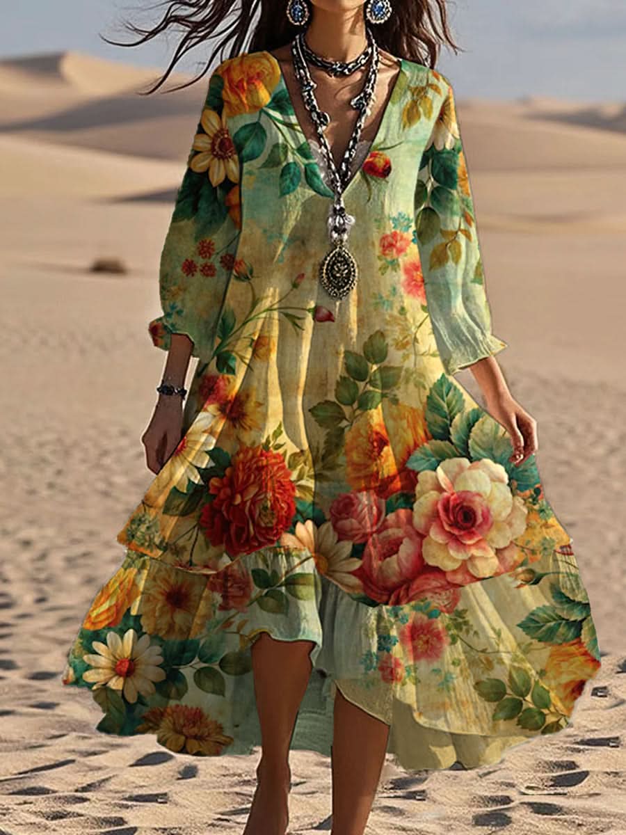 LYSANDRA FLORAL MIDI DRESS