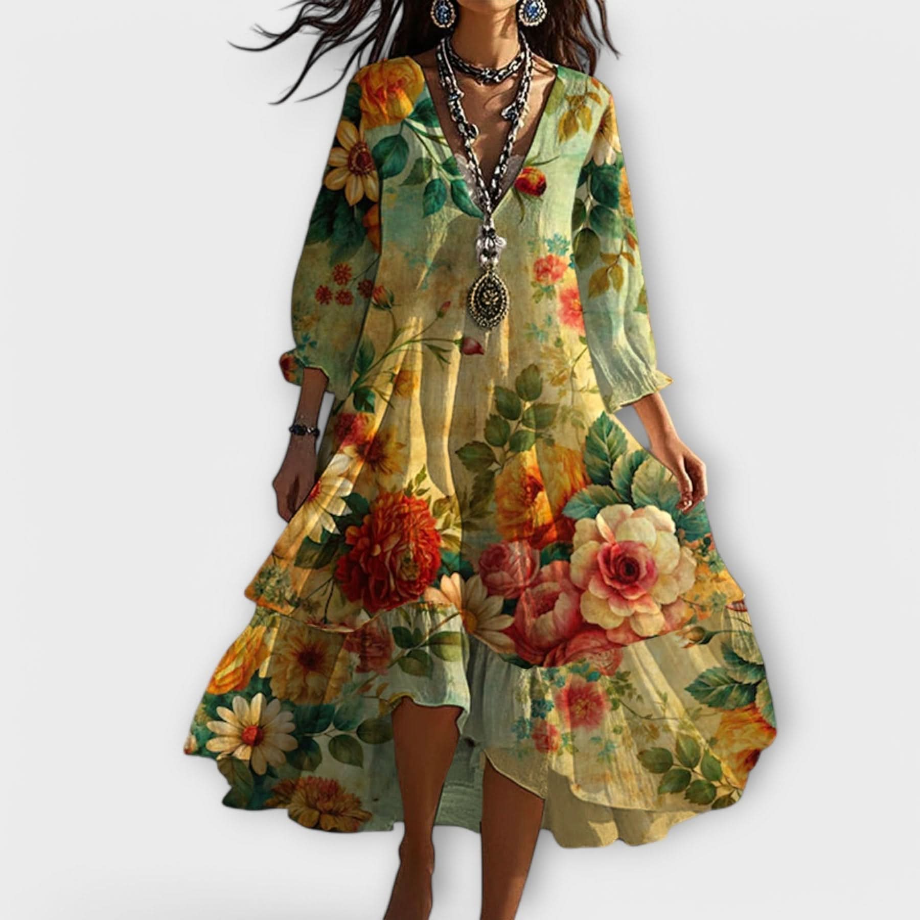 LYSANDRA FLORAL MIDI DRESS