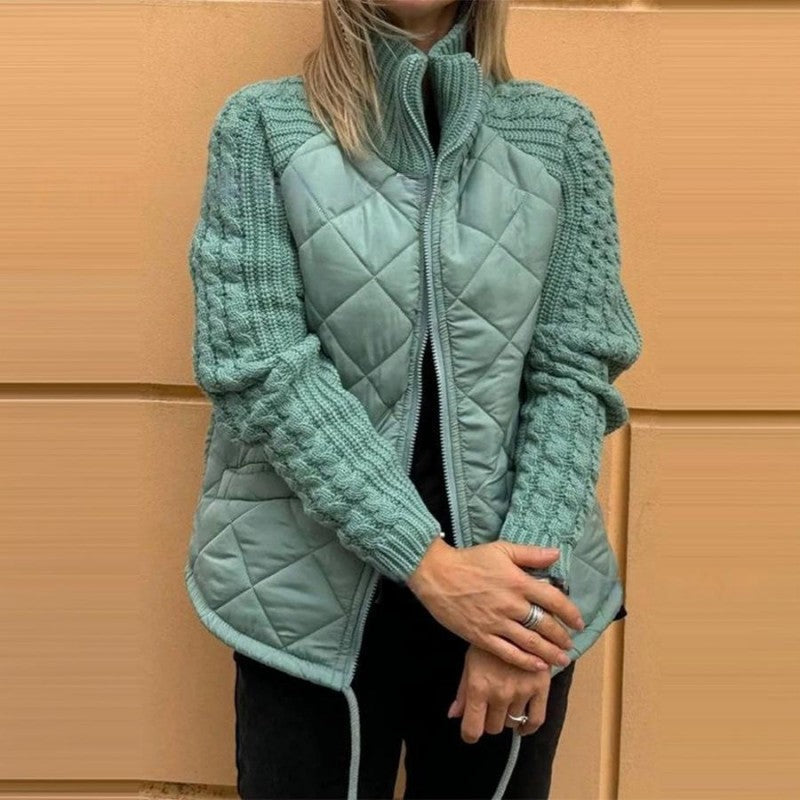 Ruby | Wool Patchwork Puffer Jacket with Fluffy Lining