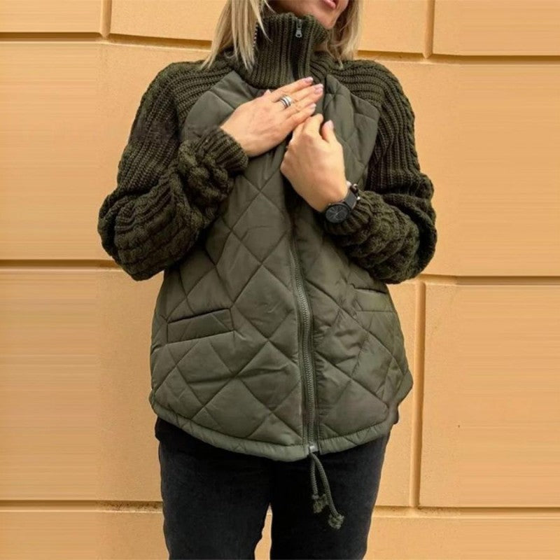 Ruby | Wool Patchwork Puffer Jacket with Fluffy Lining