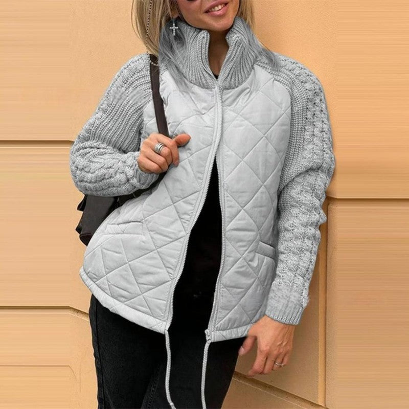 Ruby | Wool Patchwork Puffer Jacket with Fluffy Lining