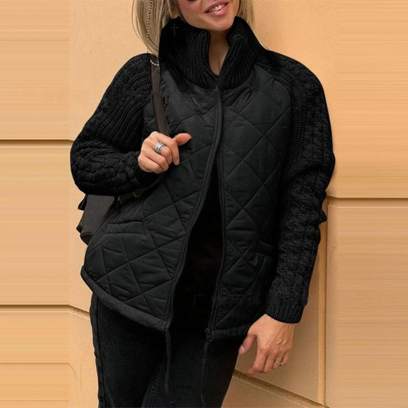 Ruby | Wool Patchwork Puffer Jacket with Fluffy Lining