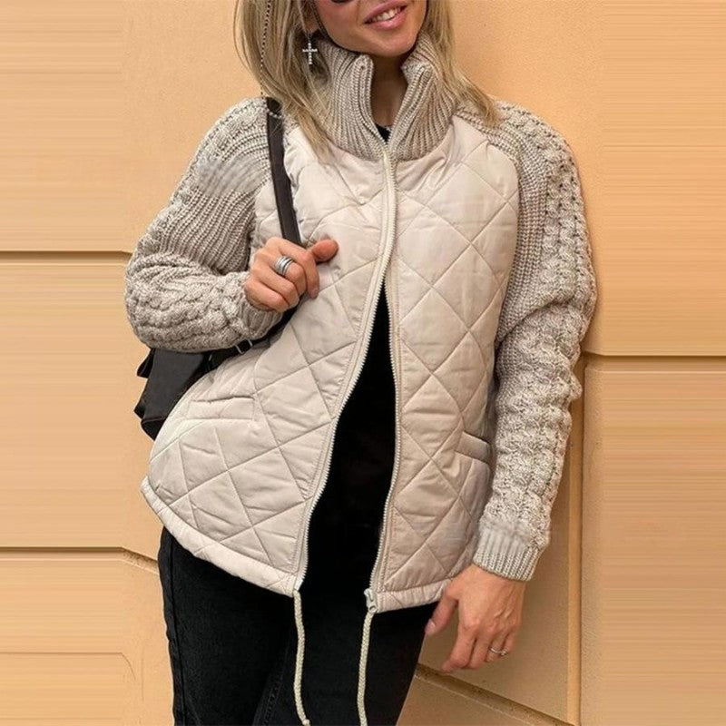 Ruby | Wool Patchwork Puffer Jacket with Fluffy Lining
