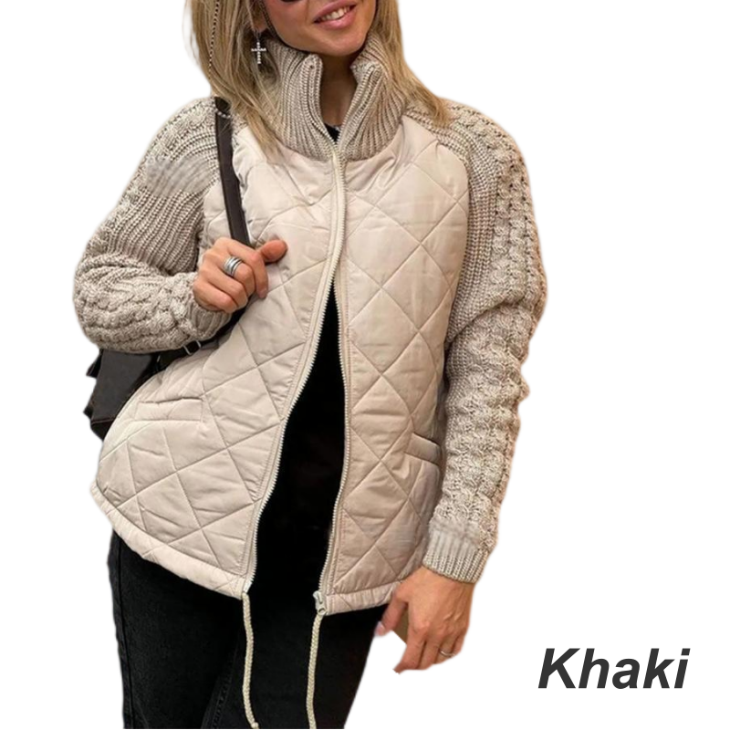 Ruby | Wool Patchwork Puffer Jacket with Fluffy Lining