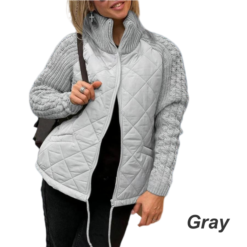 Ruby | Wool Patchwork Puffer Jacket with Fluffy Lining