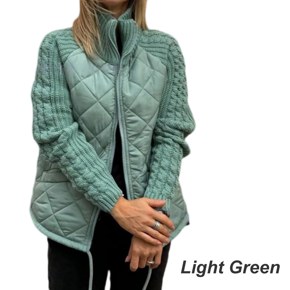 Ruby | Wool Patchwork Puffer Jacket with Fluffy Lining