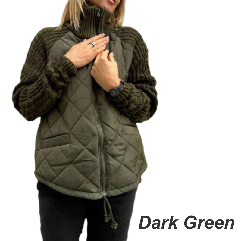 Ruby | Wool Patchwork Puffer Jacket with Fluffy Lining