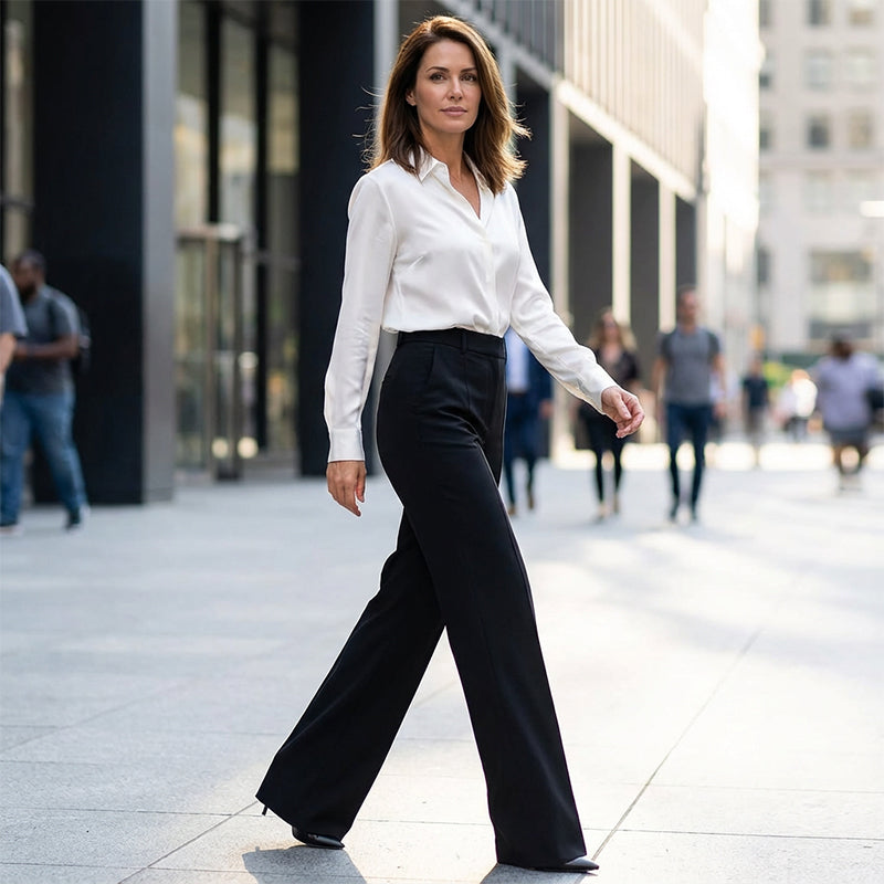 Quinn | High-Waist Wide-Leg Tailored Trousers