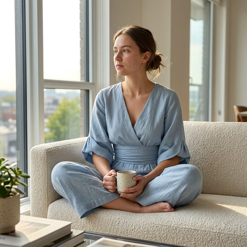 Iris | Wide-Leg V-Neck Belted Jumpsuit