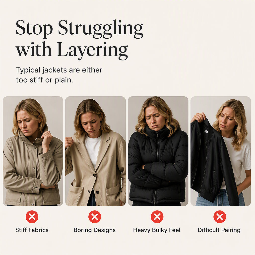 Jane | Elegant Women's Denim Coat with Ribbed Knit Panels