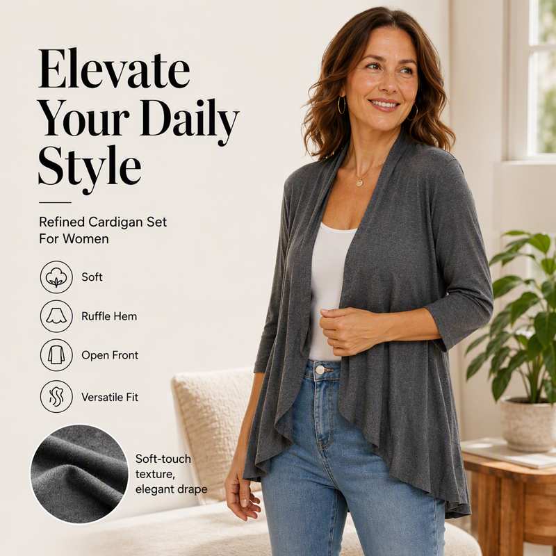 Susan | 3/4 Sleeve Open Front Cardigan